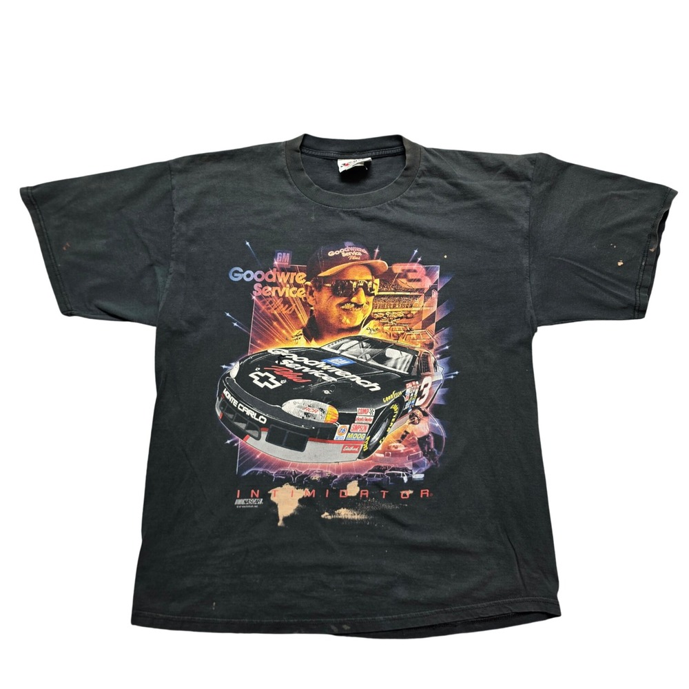 90s Graphic Tee Mens XL Black Chase Authentics Dale Earnhardt NASCAR Intimidator